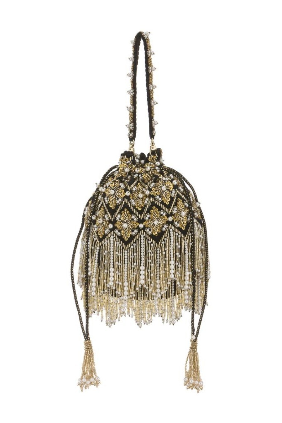 Wholesale Alex Max Beaded Fringe Pouch Purse