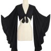 New Butterfly Sleeve Tie Top-Black