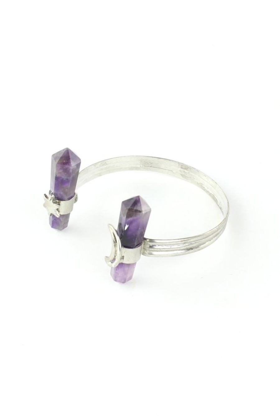 Clearance Magical Moon And Star Amethyst Cuff Bracelet