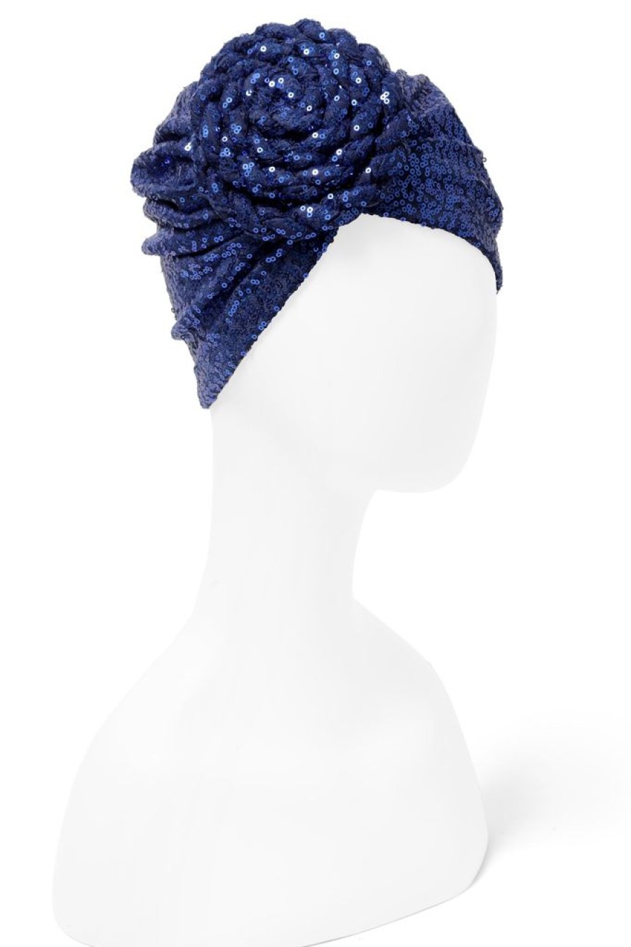 Best Sequin Rosette Turban-Royal Blue