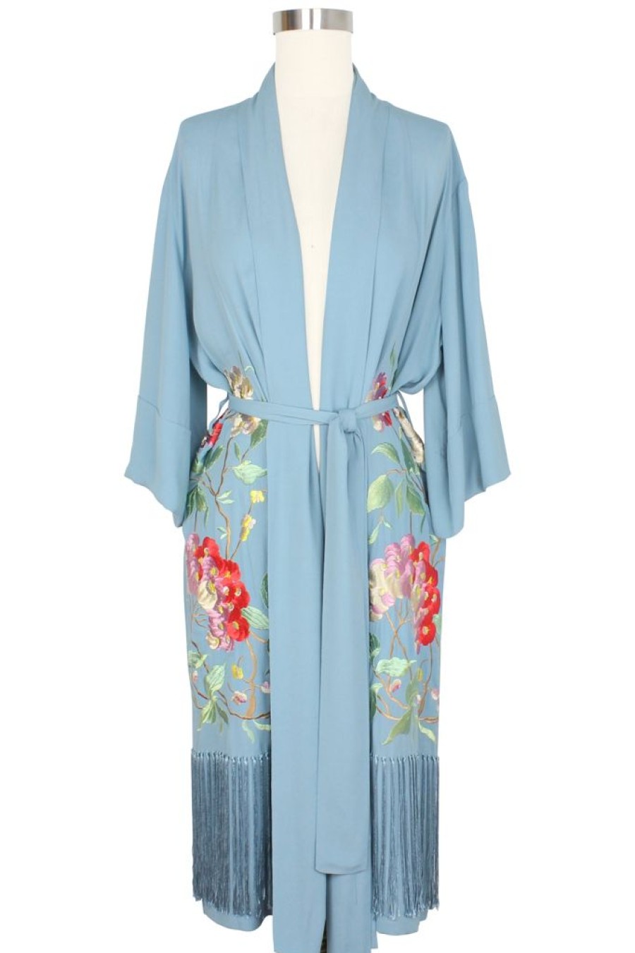 Online Clara Robe-French Blue Floral Embroidery