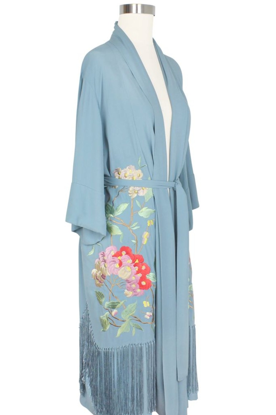 Online Clara Robe-French Blue Floral Embroidery