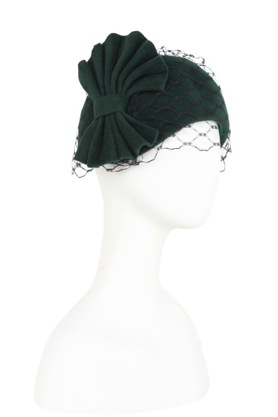 Wholesale Kathy Jeanne Wool Cloche With Pleated Bow And Veil