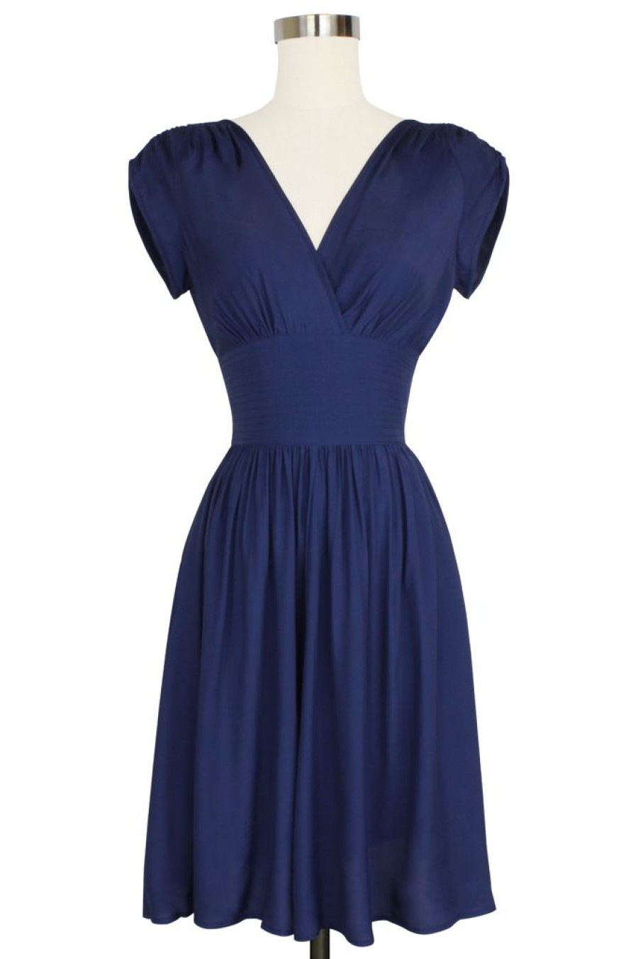 New Sandra Dress-Navy Rayon