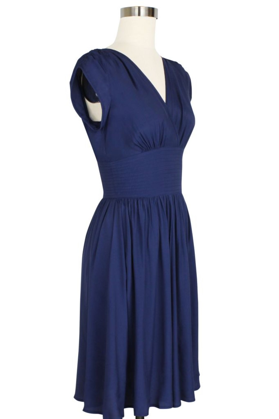 New Sandra Dress-Navy Rayon