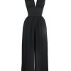 Clearance Deep Cut Doris Jumpsuit-Black