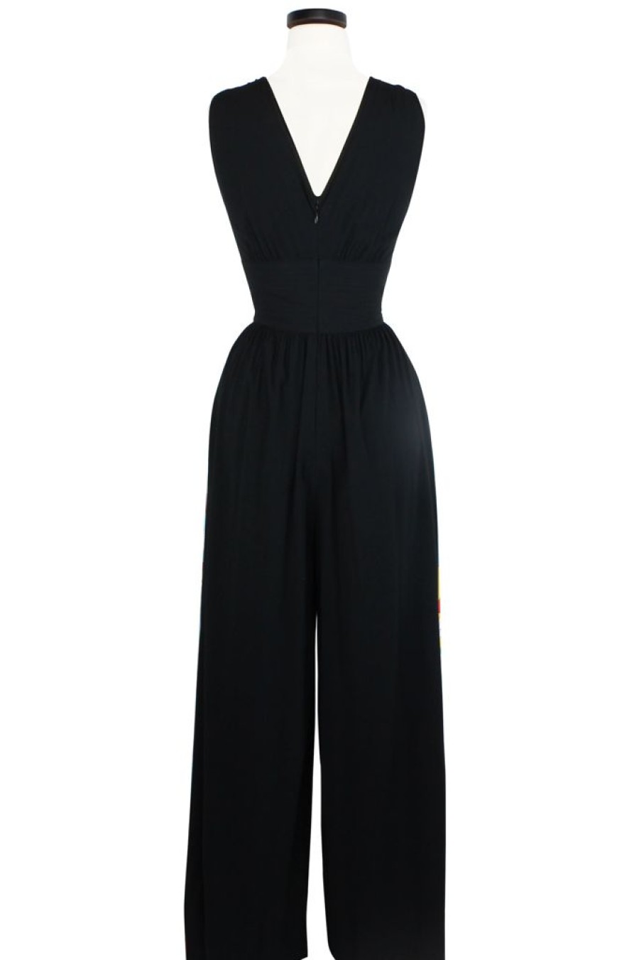 Clearance Deep Cut Doris Jumpsuit-Black