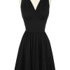 Clearance Doris Knee Length Dress-Black Rayon Stretch