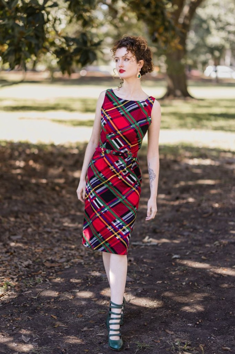 Online Classic Wiggle Dress-Mad Plaid