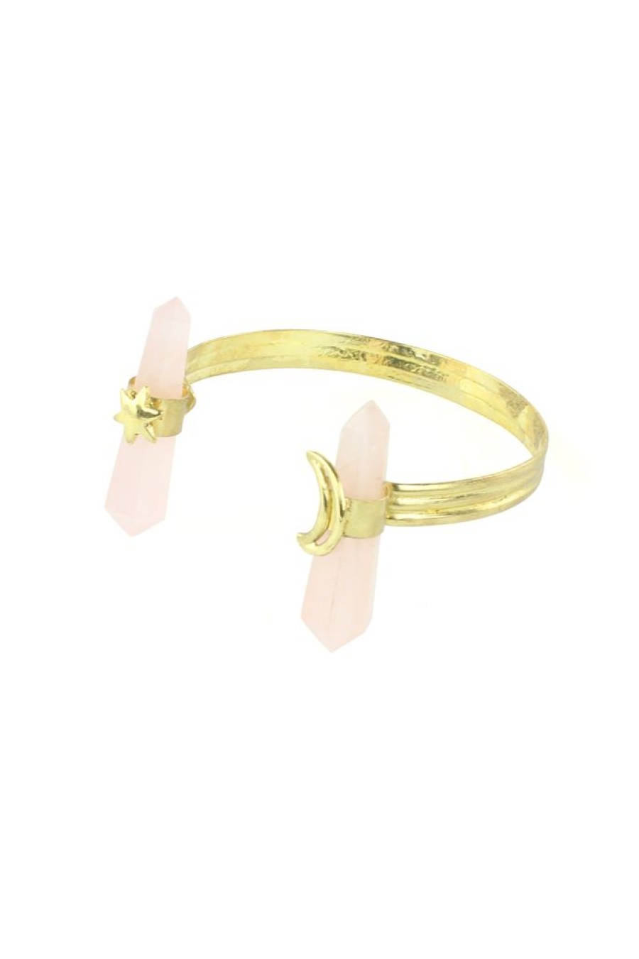 Best Magical Moon And Star Rose Quartz Cuff Bracelet