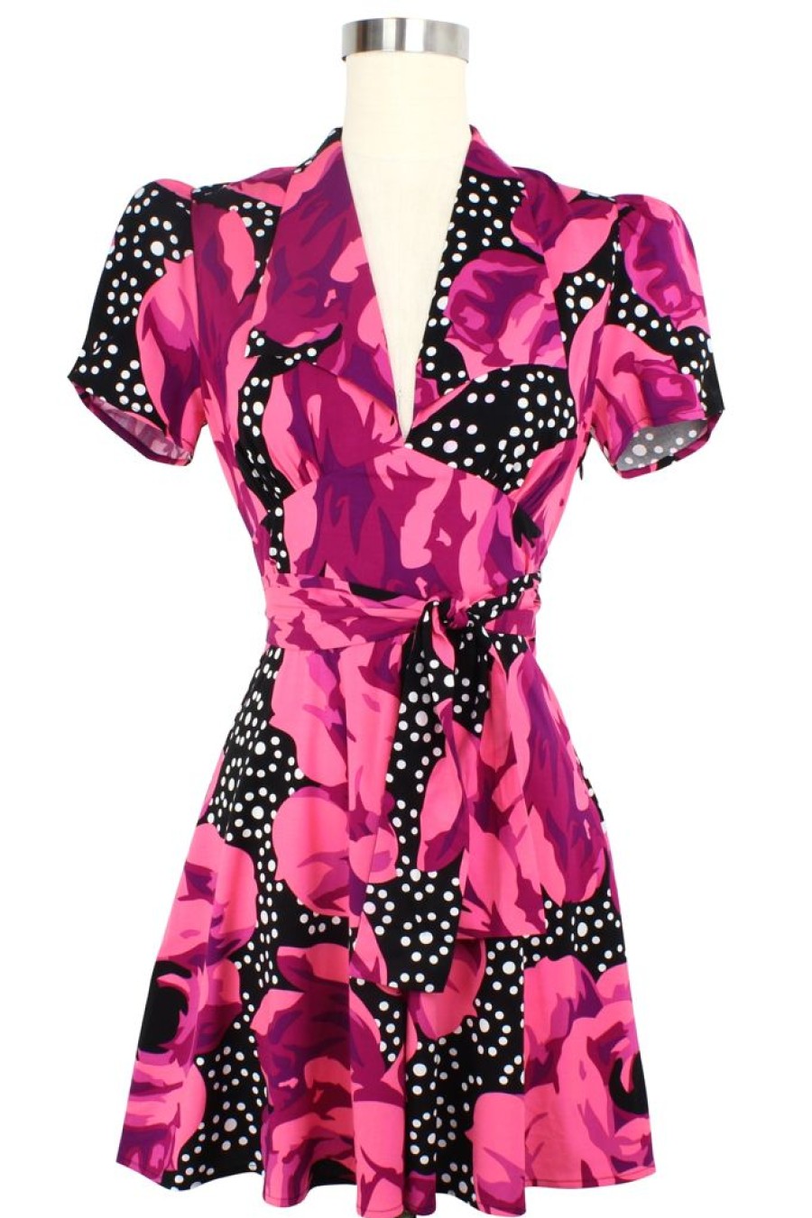 Hot Babe Mini Dress-Polka Dot Rose