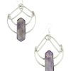 Clearance Silver Crescent Moon Amethyst Earrings