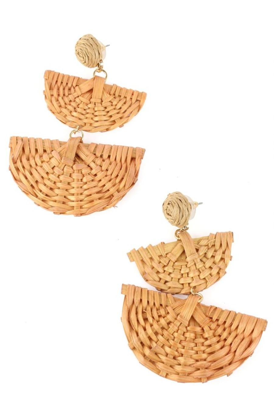 Best Linked Rattan Fan Drop Earrings