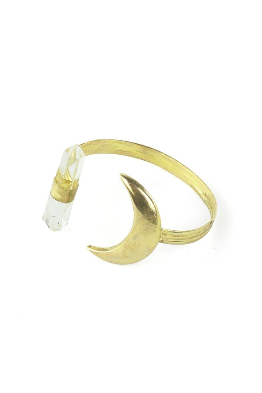 New Mystical Gold Moon And Quartz Crystal Cuff