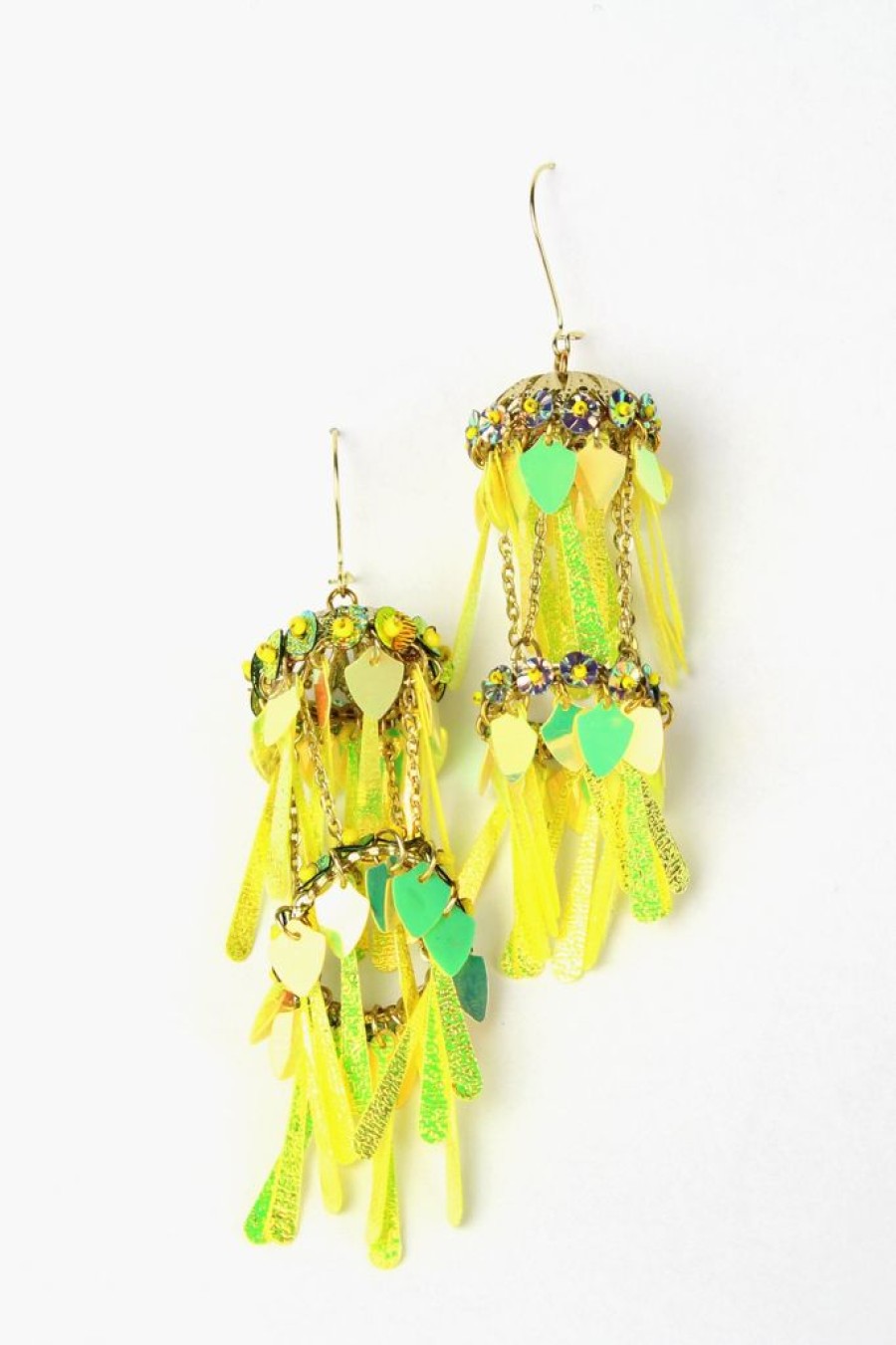 Online Yellow Iridescent Dangle Earrings