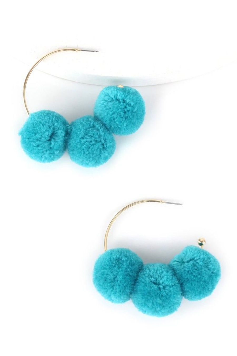 Best Three Pompom Hoop Earrings