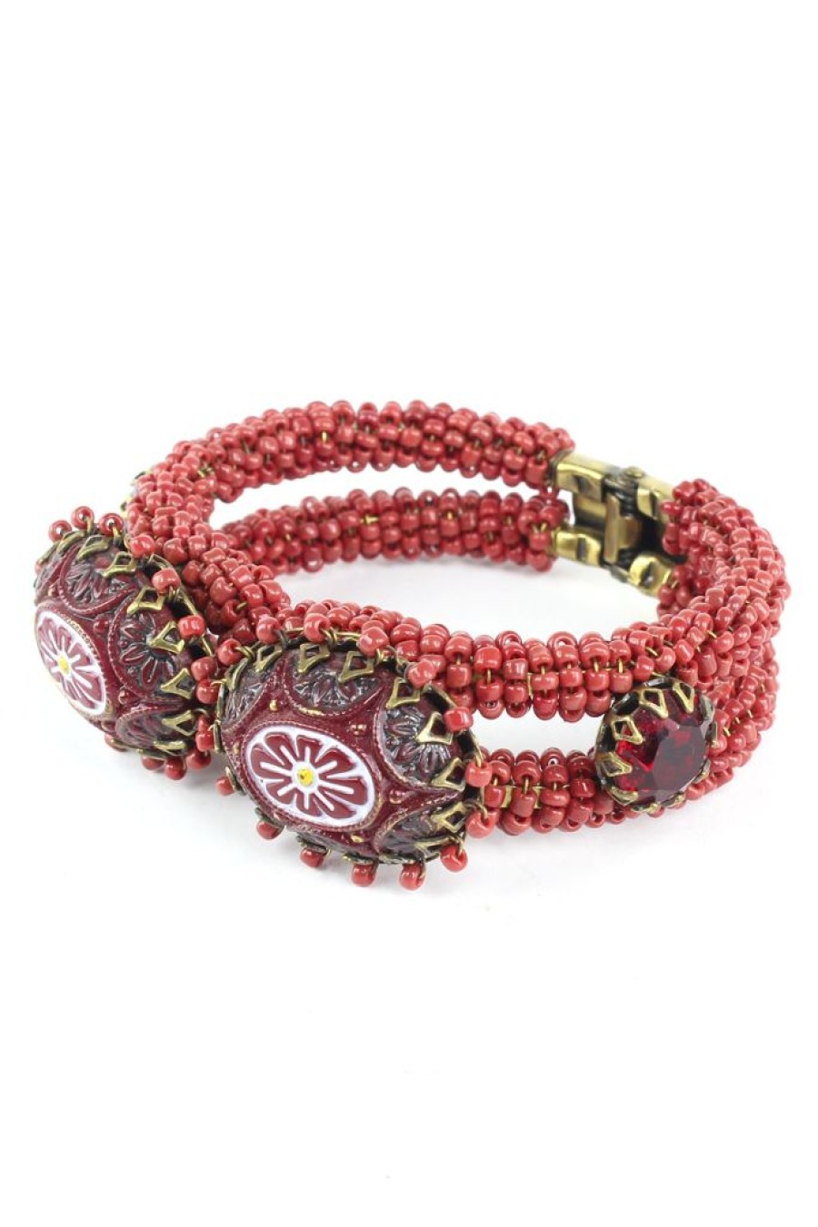 Online De Luxe Bohemian Red Clamper Cuff Bracelet