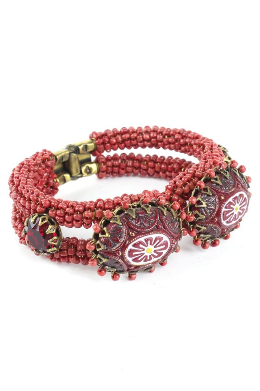 Online De Luxe Bohemian Red Clamper Cuff Bracelet