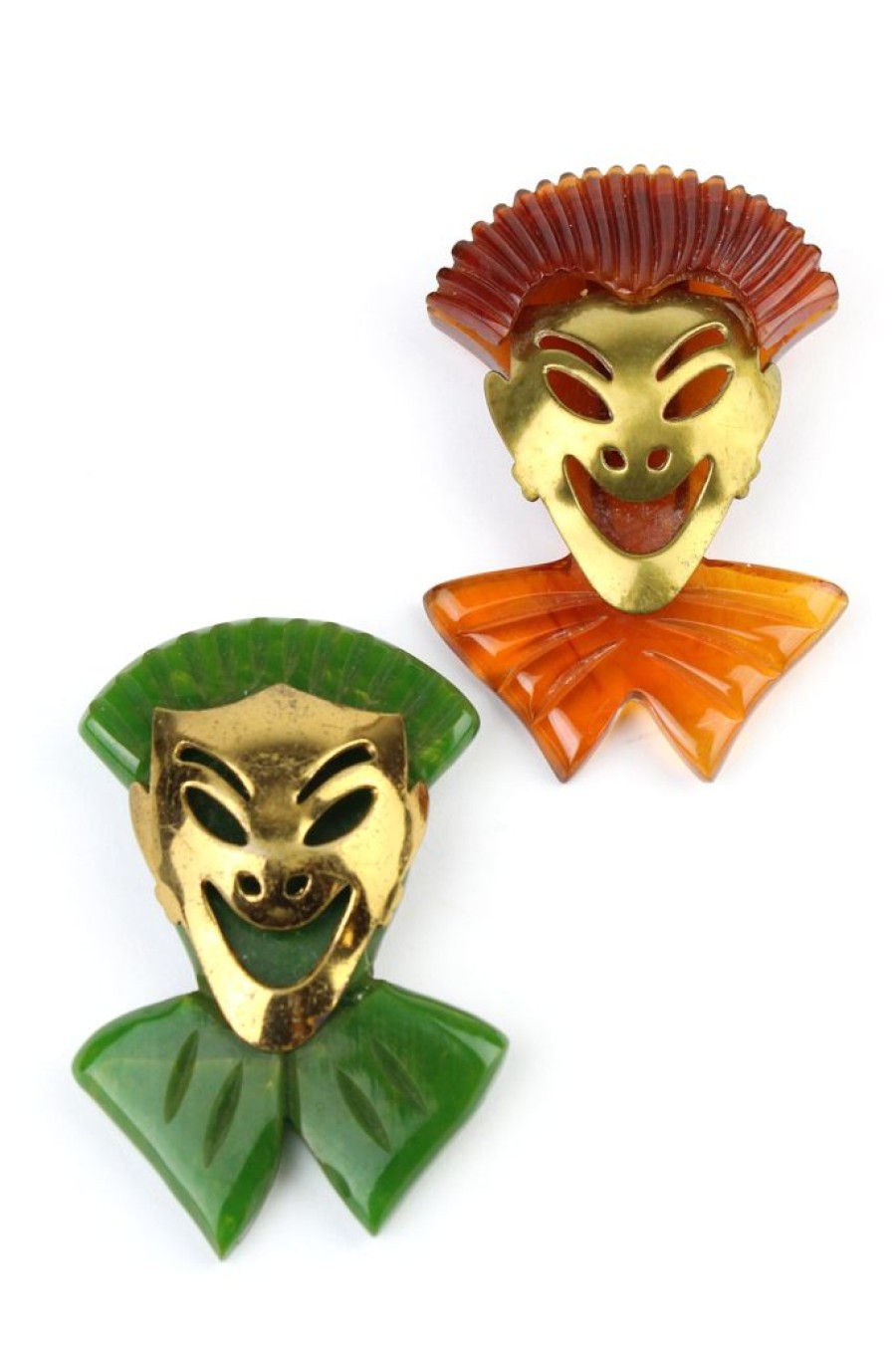 New Bakelite Estate -Theater Clown Mask Dress Clips