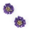 New Sequin Beaded Purple Flower Earrings