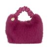 Best Alex Max Furry Handbag With Scrunchie Handle-Fuchsia