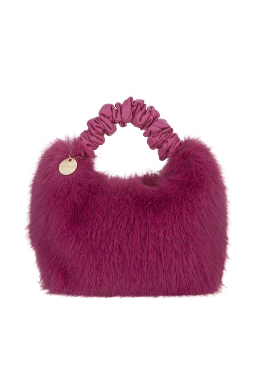 Best Alex Max Furry Handbag With Scrunchie Handle-Fuchsia