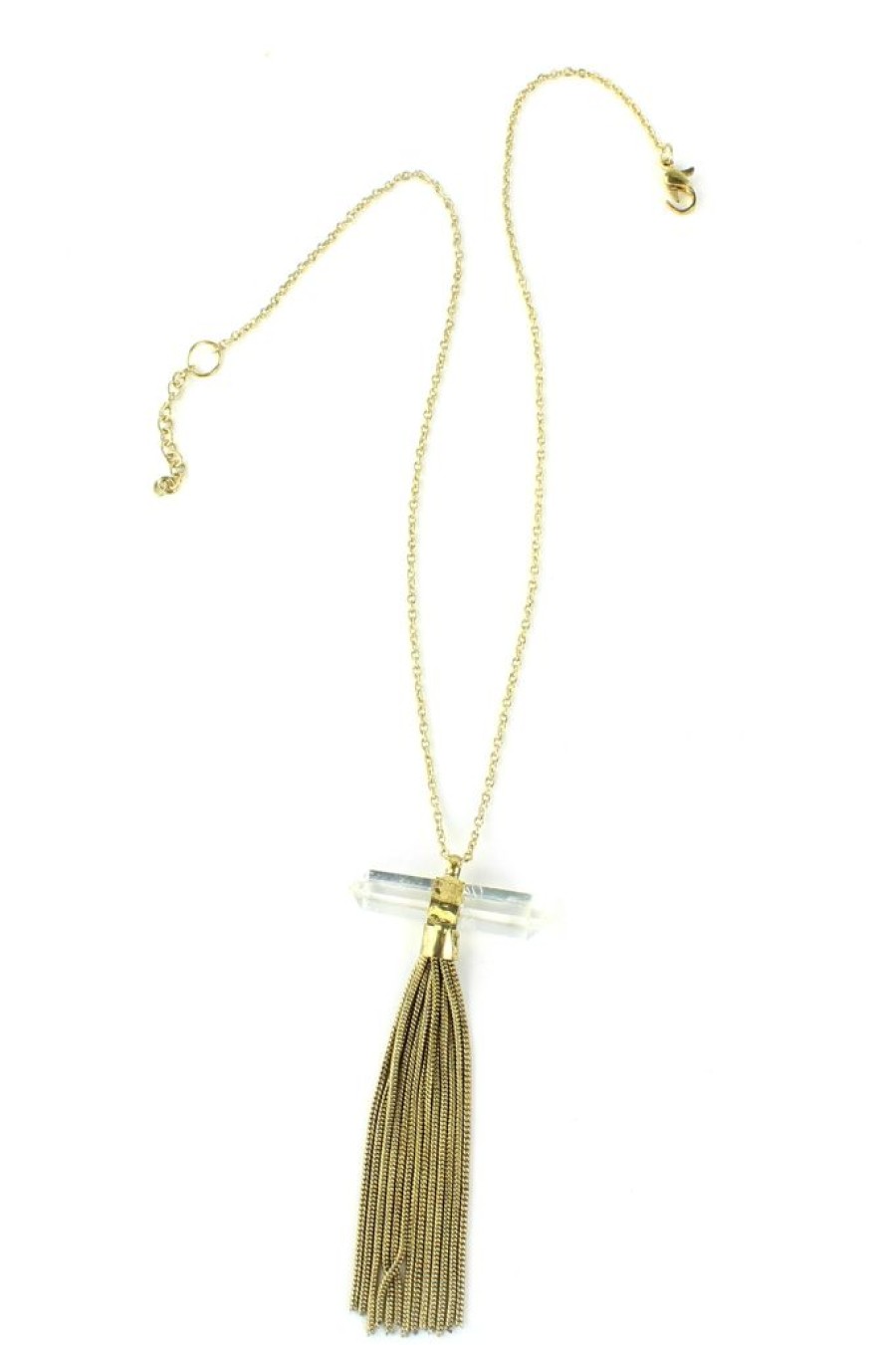 Best Antique Gold Crystal & Chain Tassel Necklace