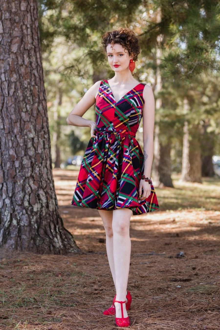 Hot Mini Ballerina Dress-Mad Plaid-Sale