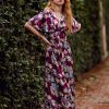 Hot Caftan Dress-Bordeaux Ferns