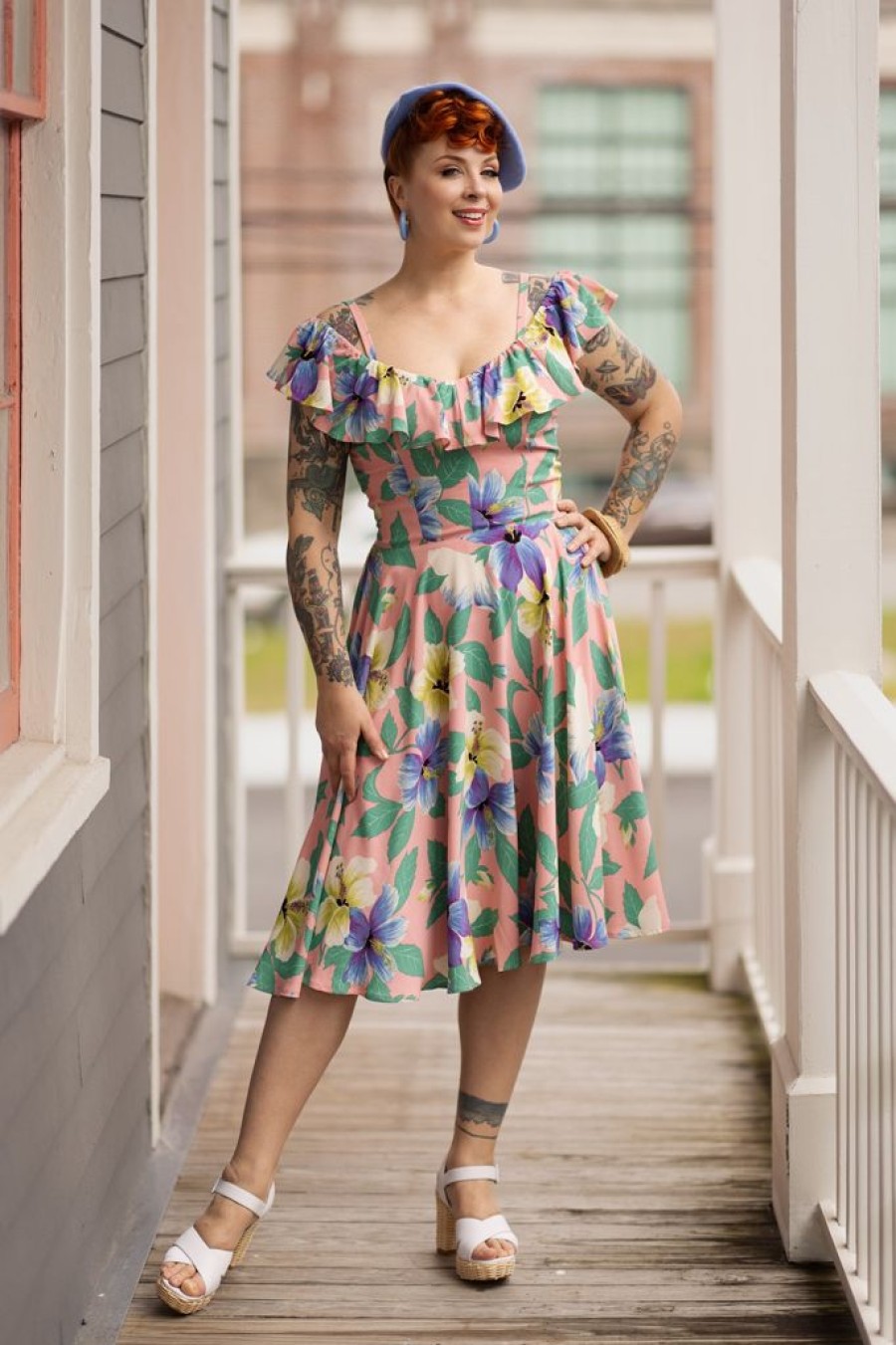 Hot Hollywood Circle Dress-Hibiscus