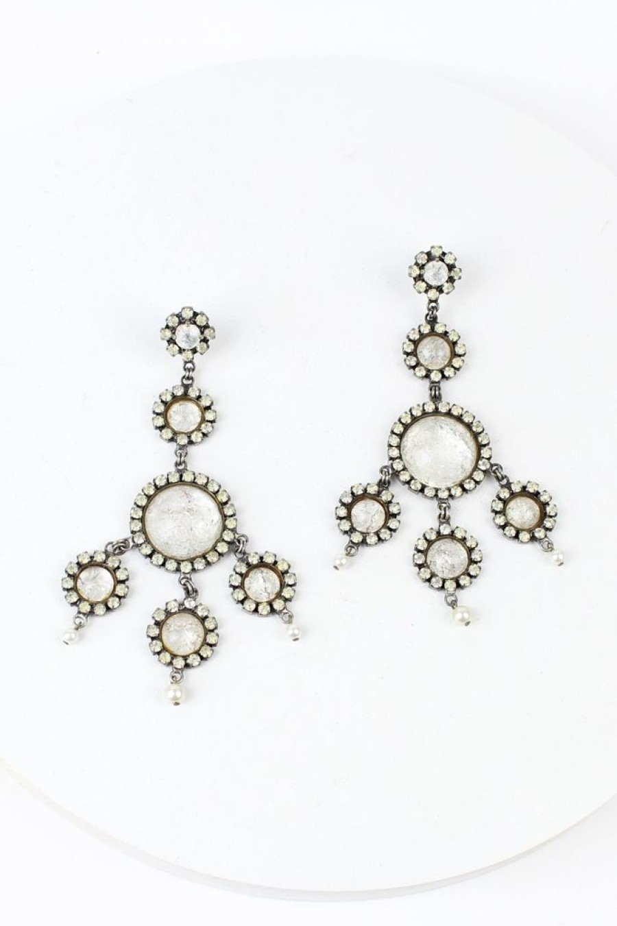 New De Luxe Crackle Glass Circle Earrings