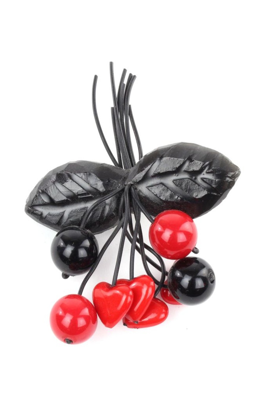 Online Carved Leaf W/ Cherries Brooch