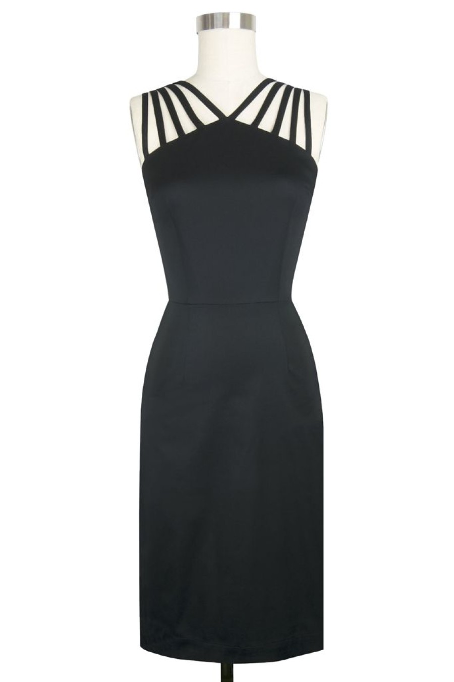 New Tiffany Dress-Black Stretch Cotton Twill