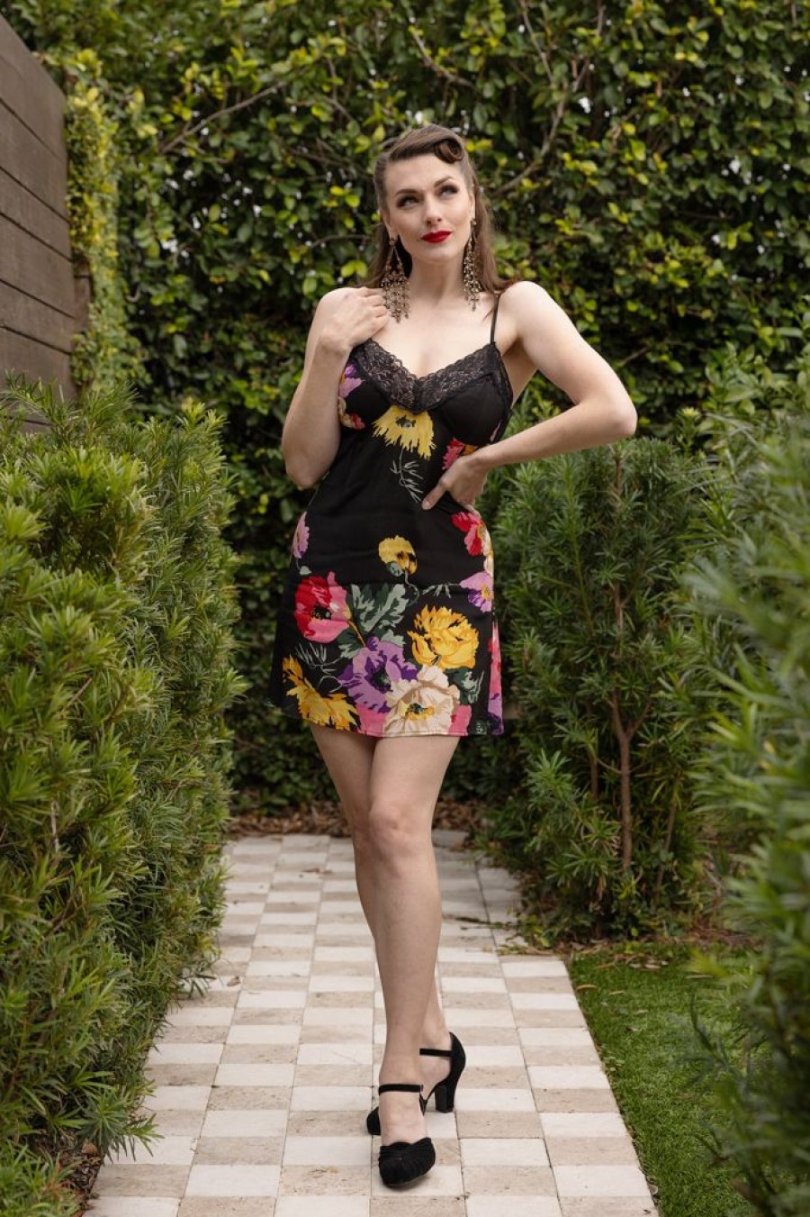 Online Vintage Slip Dress-Museum Floral