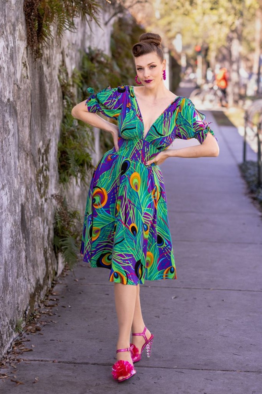 New Stacia Circle Dress-Mardi Gras Feather