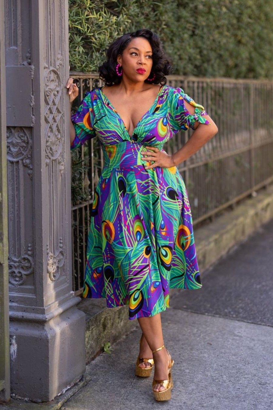 New Stacia Circle Dress-Mardi Gras Feather