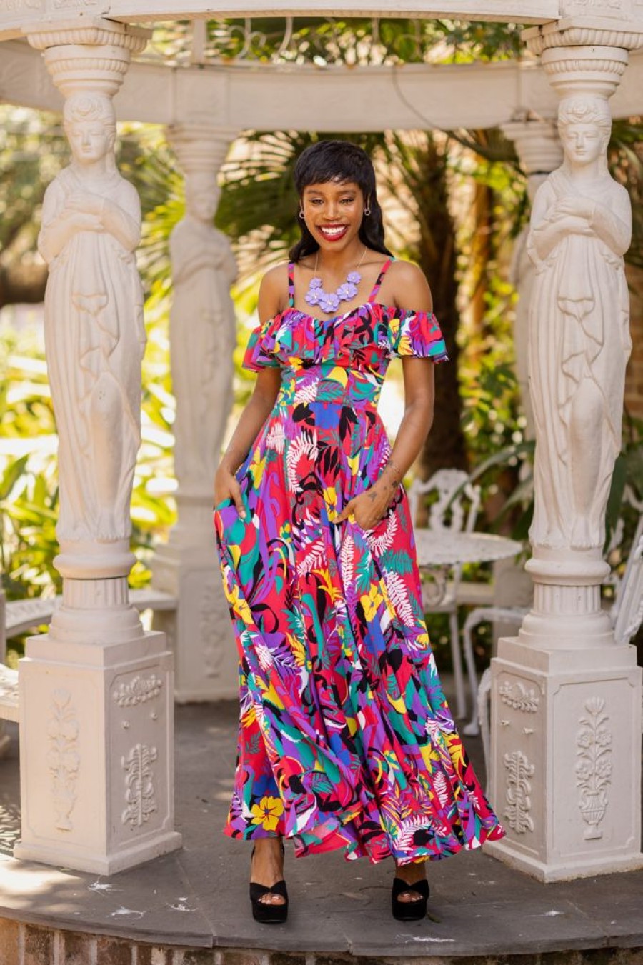 New Hollywood Long Dress-Totally Tropical