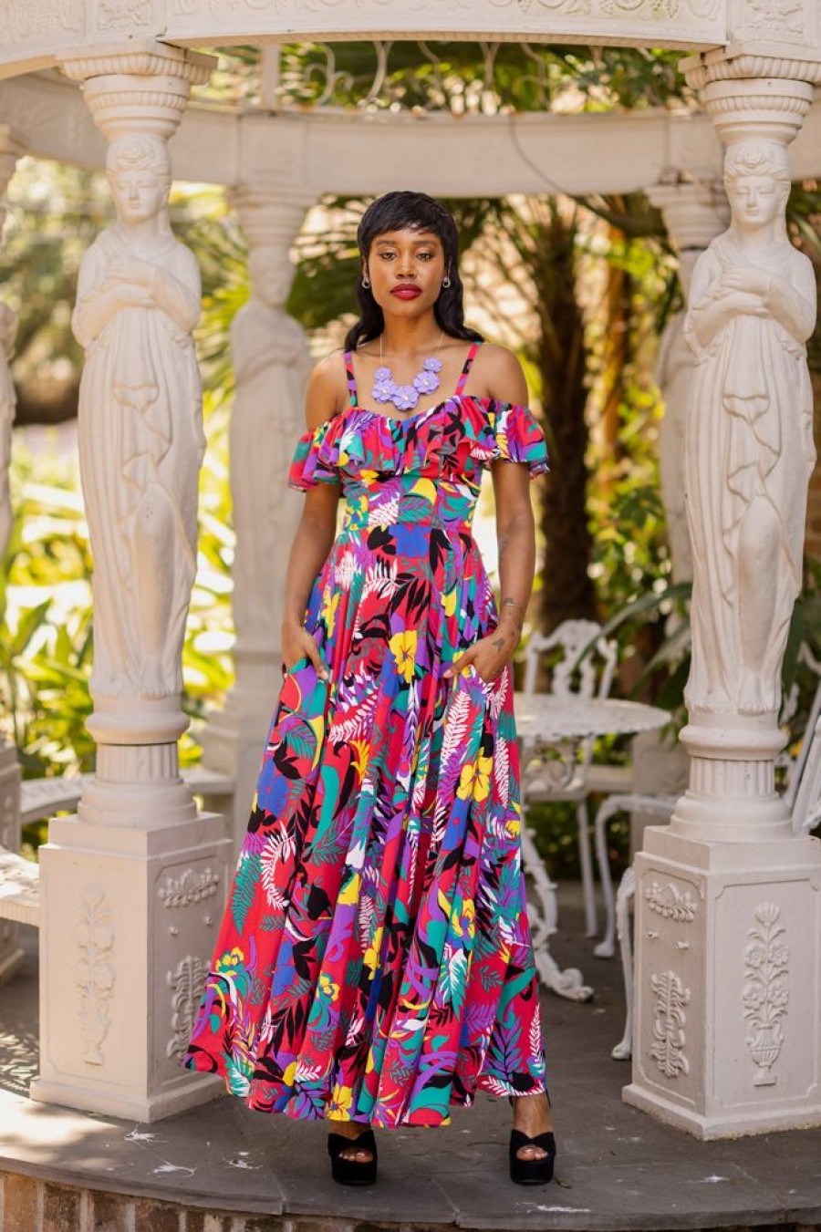 New Hollywood Long Dress-Totally Tropical