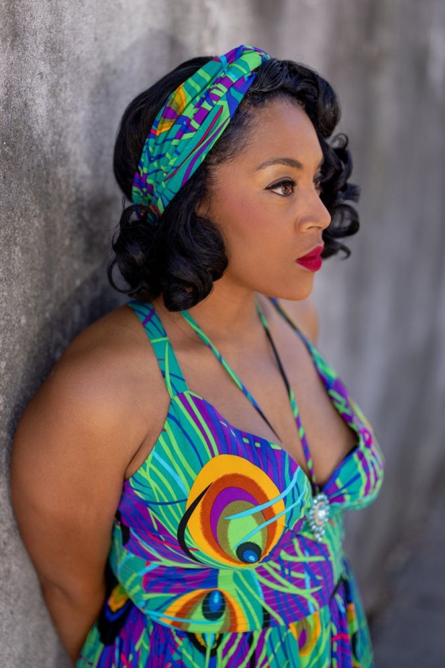 Online Turban Headband-Mardi Gras Feather