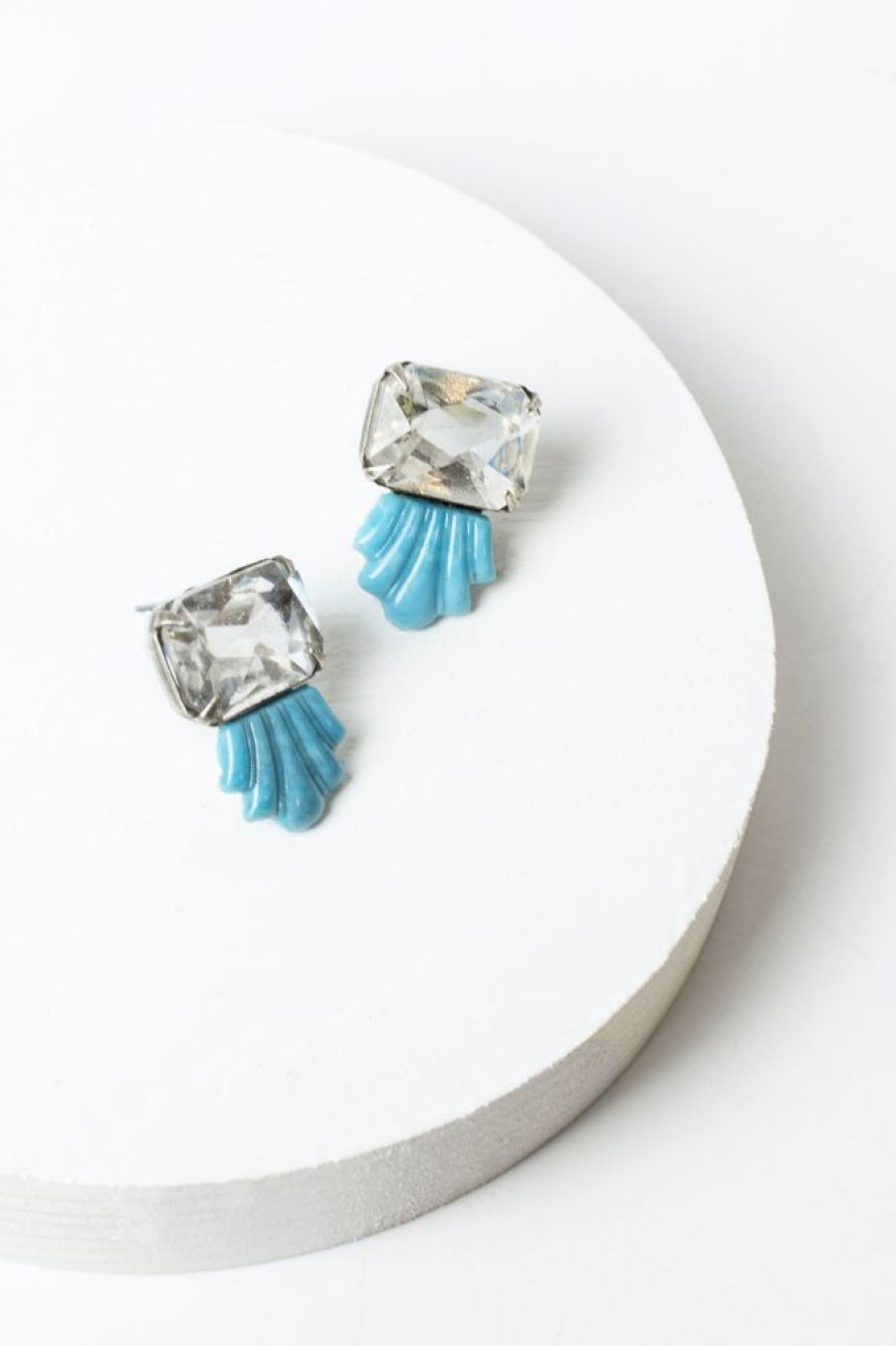 Clearance De Luxe Faceted Deco Fan Earrings