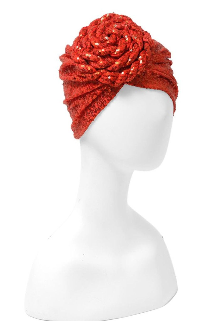 New Sequin Rosette Turban-Orange