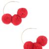 Hot Three Pompom Hoop Earrings