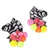 Hot Beaded Zebra Pom Earrings