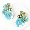 Wholesale Gold And Blue Floral Earrings