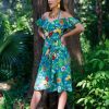 Clearance Hollywood Sarong Dress-Jungle Parrots