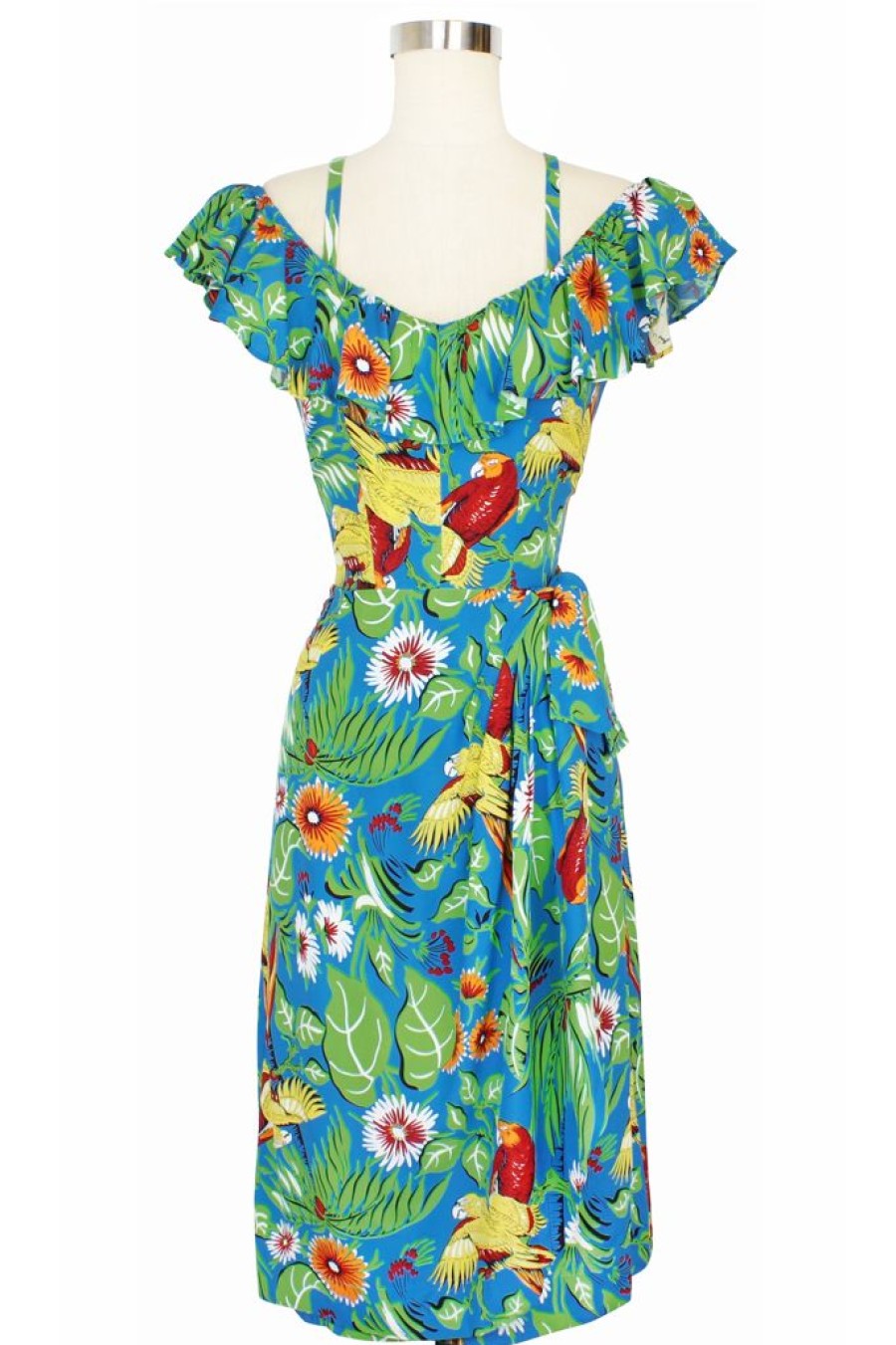 Clearance Hollywood Sarong Dress-Jungle Parrots