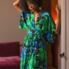 Best Belted Zip Caftan-Psychedelic Butterflies