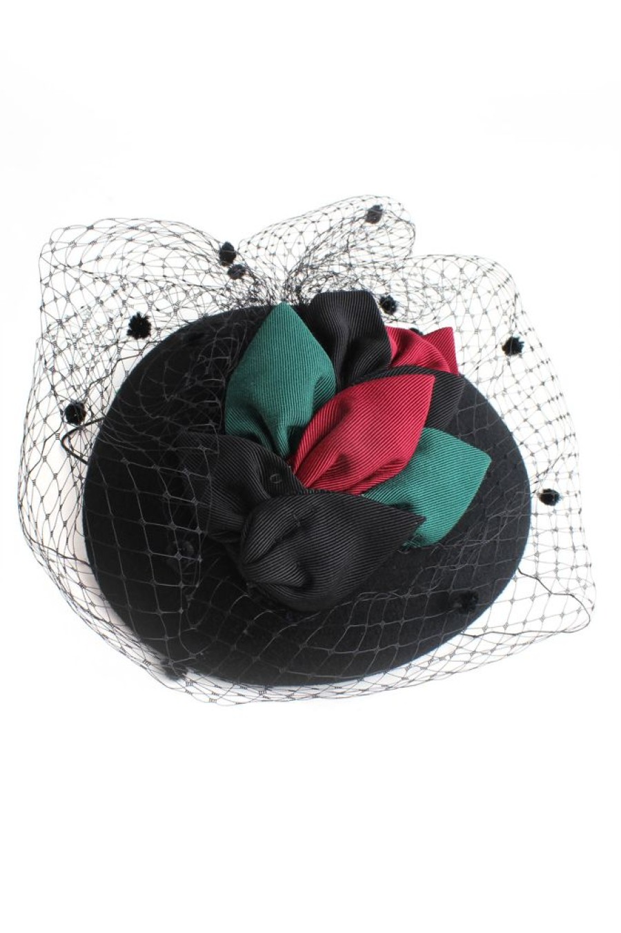 Clearance Kathy Jeanne Fascinator Hat With Ribbon Leaves And Veil