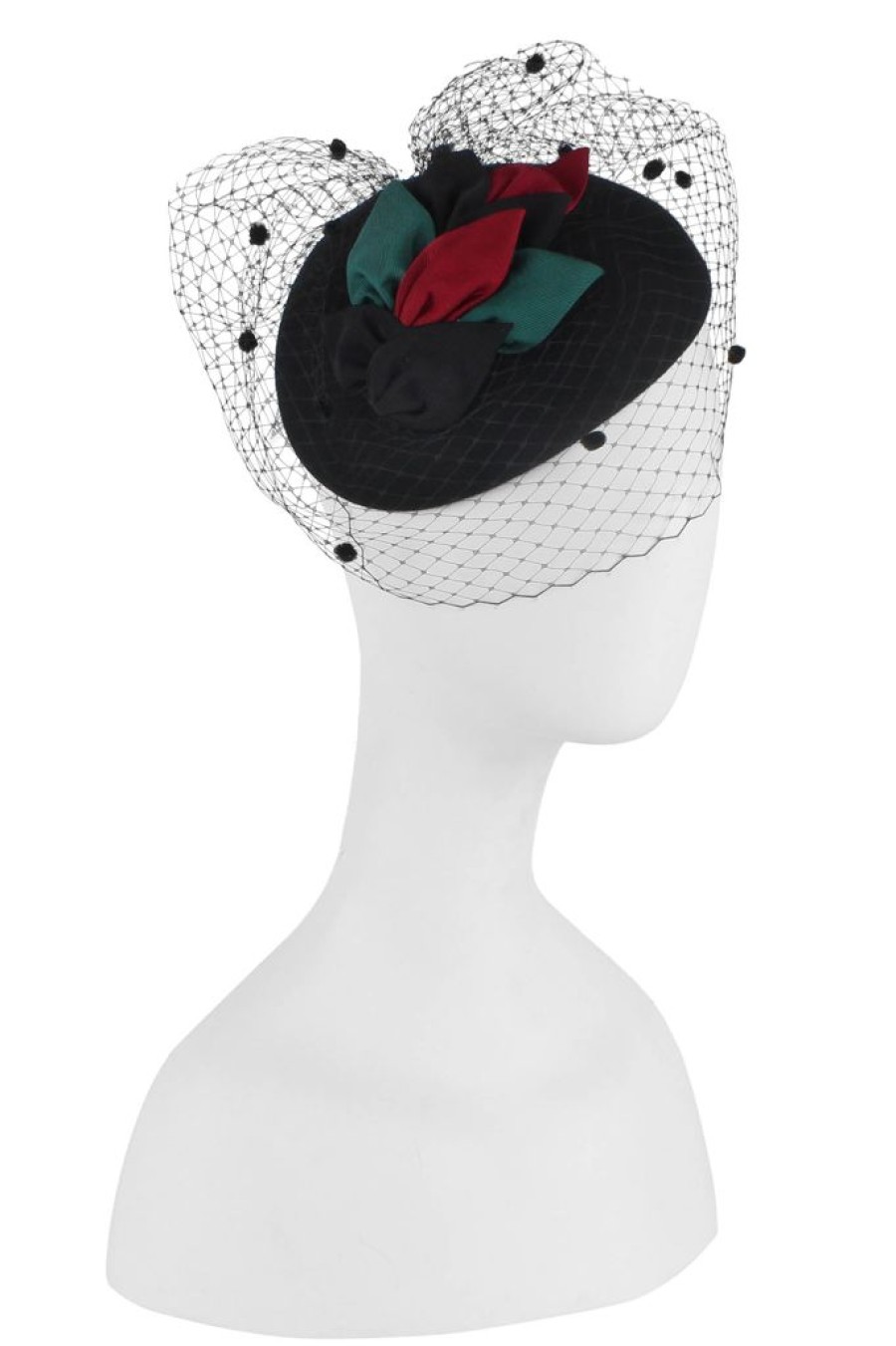 Clearance Kathy Jeanne Fascinator Hat With Ribbon Leaves And Veil