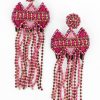 Online Pink Bead And Crystal Tassel Earrings